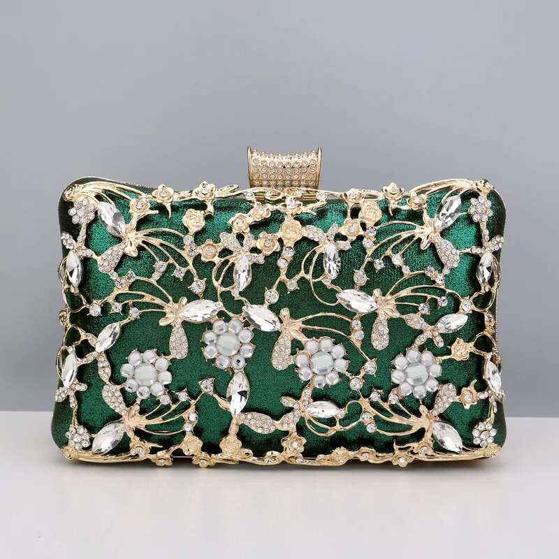 Shinny Glitter Evening Rhinestone Hard-Surface Box Bags Elegant Female Wedding Shoulder Pouch Banquet Party Purse
