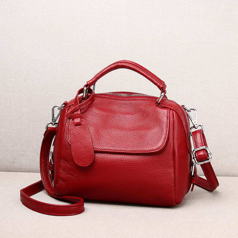 Tote Bag Real New Handbag Shoulder Lychee Pattern Top Layer Cowhide Crossbody Fashionable Casual Soft Leather Women S Bag KQ