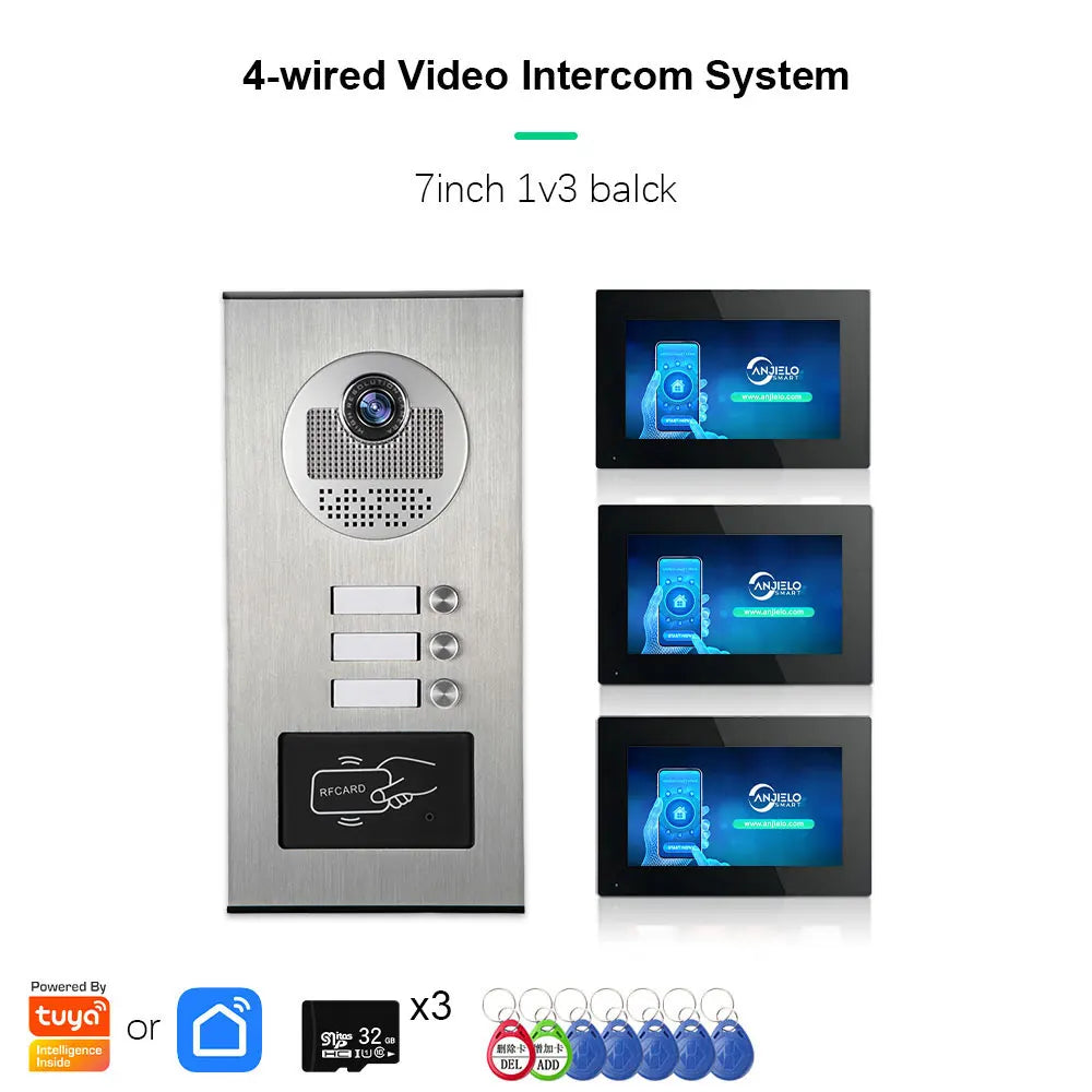 anjielo smart 1080p tuya building smart video doorphone for multiapartment metal doorbell video intercom system ahd 7 inch monitor