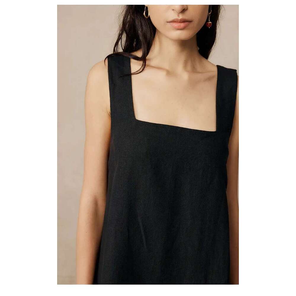 New In Cotton Linen Dresses For Women 2025 Vintage Sleevless Back Bandage Summer Birthday Party Mini Dress Beach Sundress