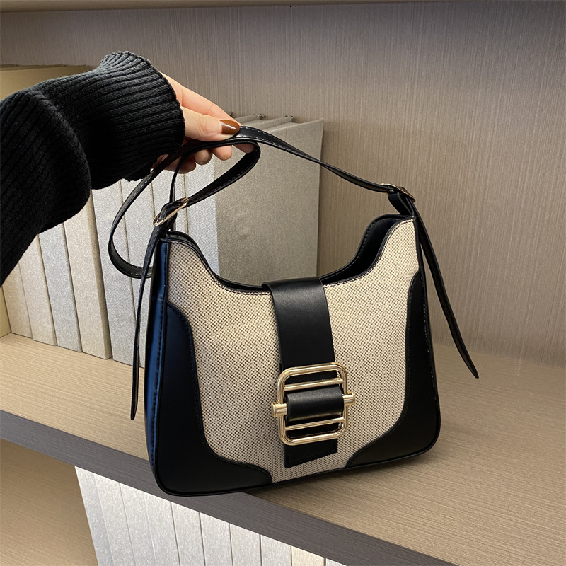 Korean Version Contrasting Color Underarm For Women Spring/summer 2025 New Trendy Fashion Handbag Luxury Bag Single Shoulder Diagonal Cross Bag New Fr