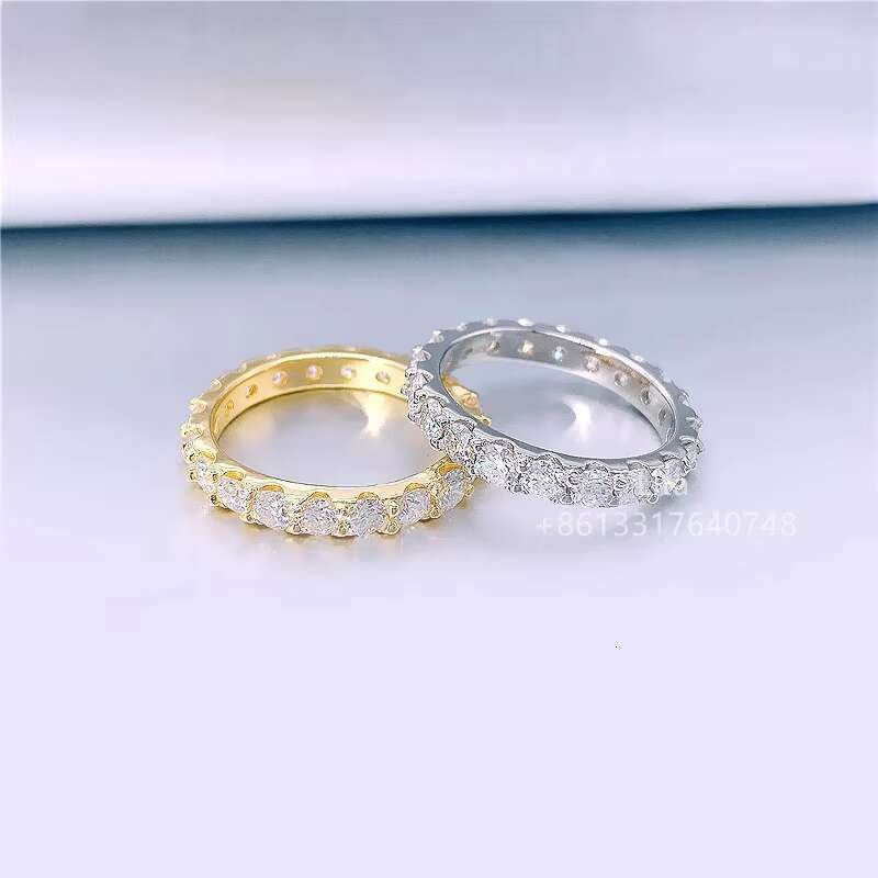Brilliant Eternity Band 2mm 3mm Vvs Moissanite Solid Silver 925 Rose Gold Plated Womens Engagement Ring
