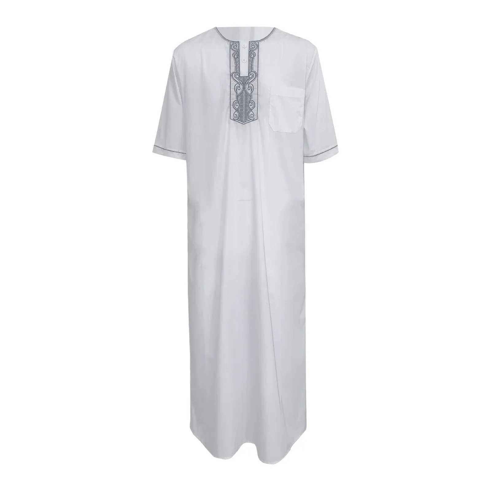 2025 Embroidered Traditional Men Boubou Jalabiyas Jubbah Muslim MenS Thobe Morocco Thobes Islamic Clothing Ramadan Robe X250514
