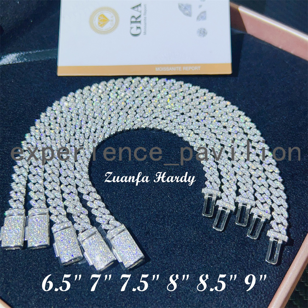 Fine Jewelry Women Micro Paved Cuban Bracelets D VVS Lab Diamond Cuban Link Chain Iced Out 925 Silver Moissanite Cuban Bracelet
