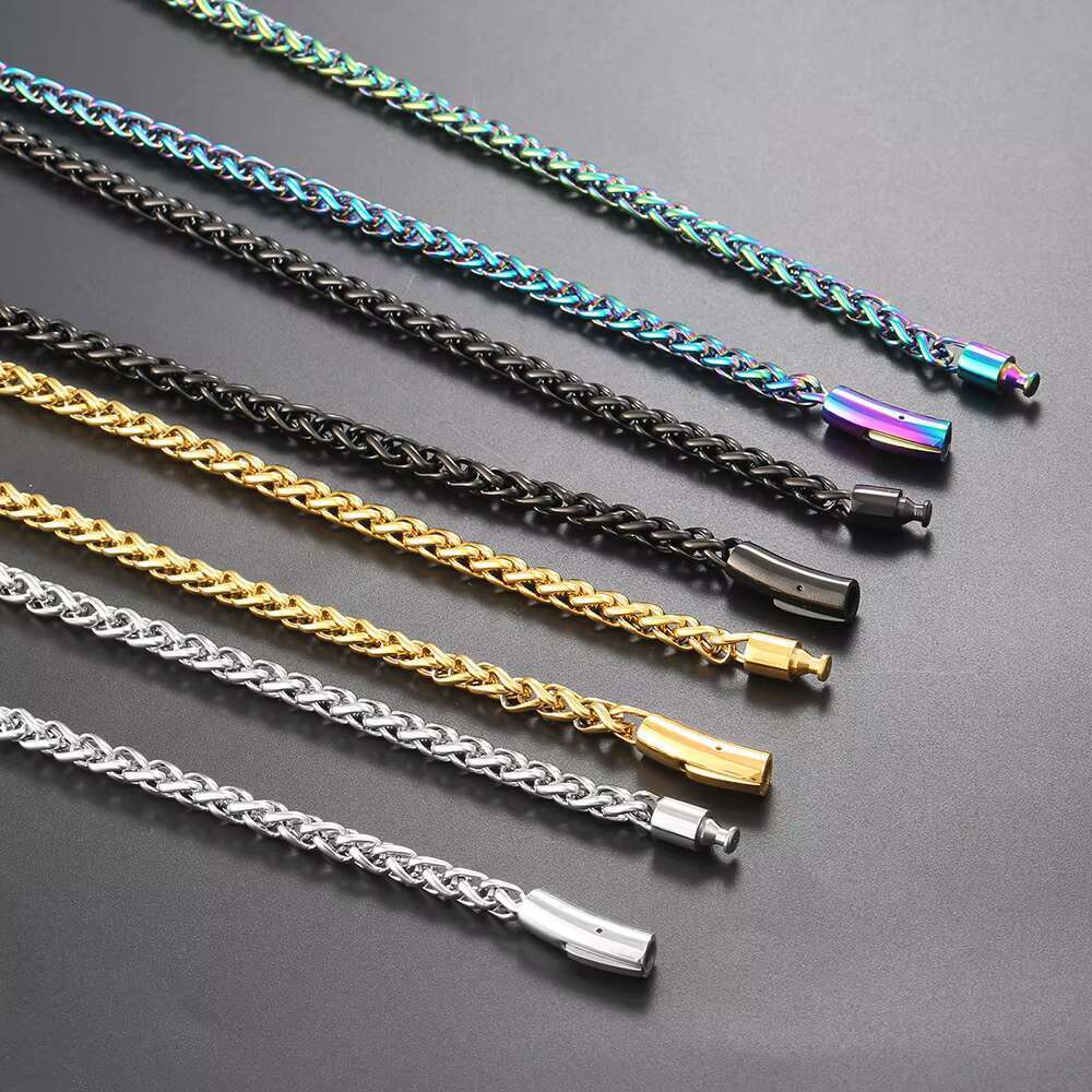 6mm hip-hop necklace with gold-plated stainless steel chain, rose gold and sier dragon bone chain