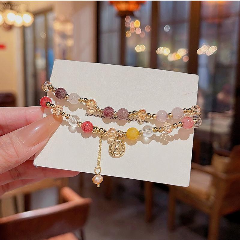 Vintage Baroque Pearl Portrait Round Pendant Double Layer Bracelet, Luxury Minimalist Fashion, Exquisite Chinese Style Jewelry