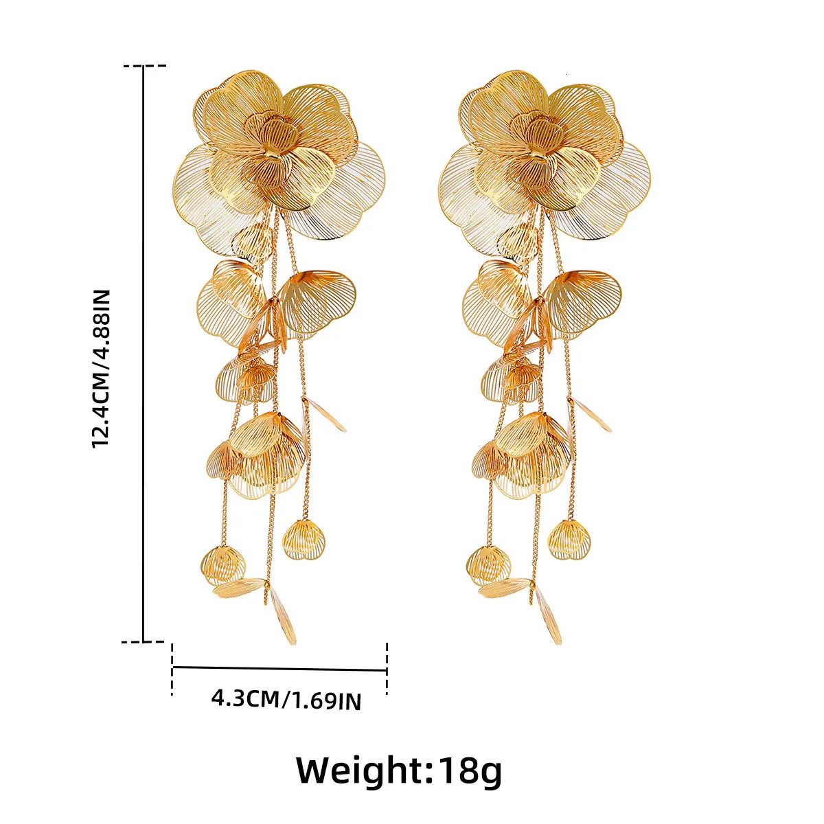 Lady Vintage Alloy Hollow Flower Tassel Drop Earrings - Fun and Unique Perfect for Elegant and Chic Fashion Styles 250513