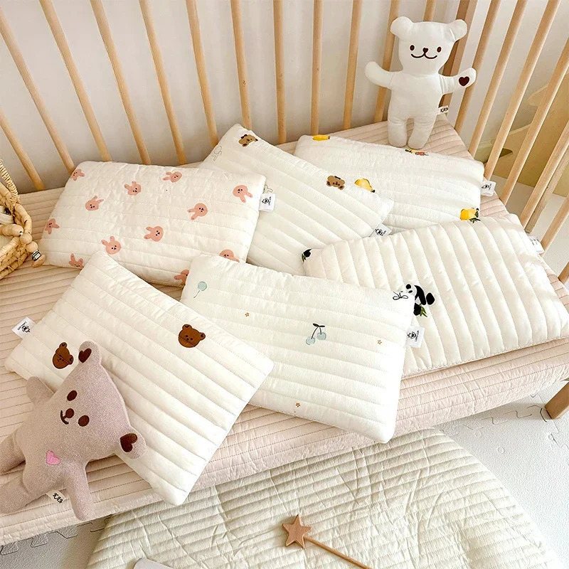 Baby Pillow Pure Cotton Quilted 6-18 Months Baby Low Pillow Spring and Summer Skin Friendly Breathable Detachable and Washable 250514