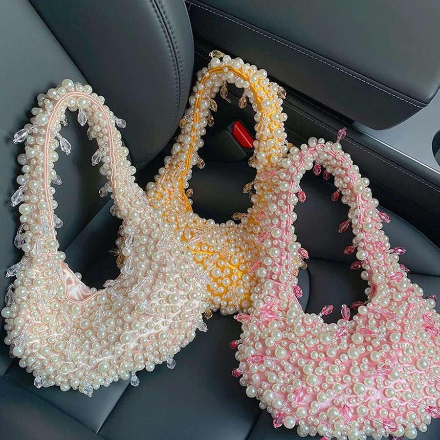 Sweet Fresh Cute Beaded Dia Inlaid Shoulder Messenger Bag Lady Banquet Underarm Bags Fashion Evening Shell Handbag Totes