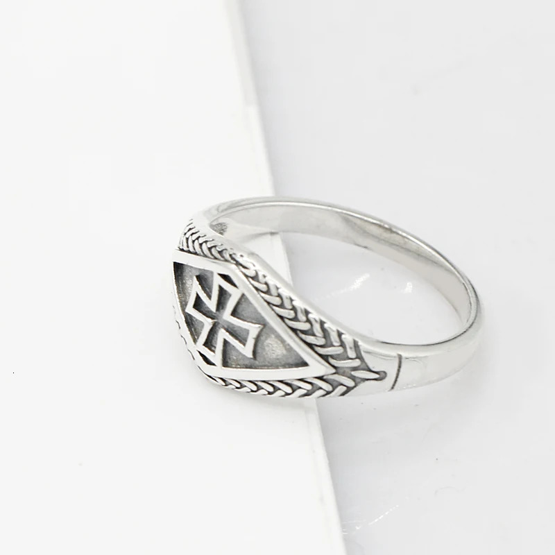 925 Sterling Silver Cross Men Ring Knights Templars Vintage Punk Christian Retro Thai Silver Ring for Male Fashion Jewelry 250509