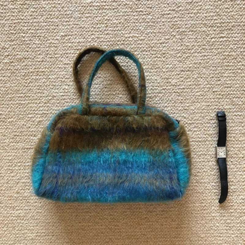 Ctrast Color Striped Top-Handle Bags Y2k Streetwear Shoder Underarm Bag Personality Harajuku Handbags Vintage Wens Purses Z250514