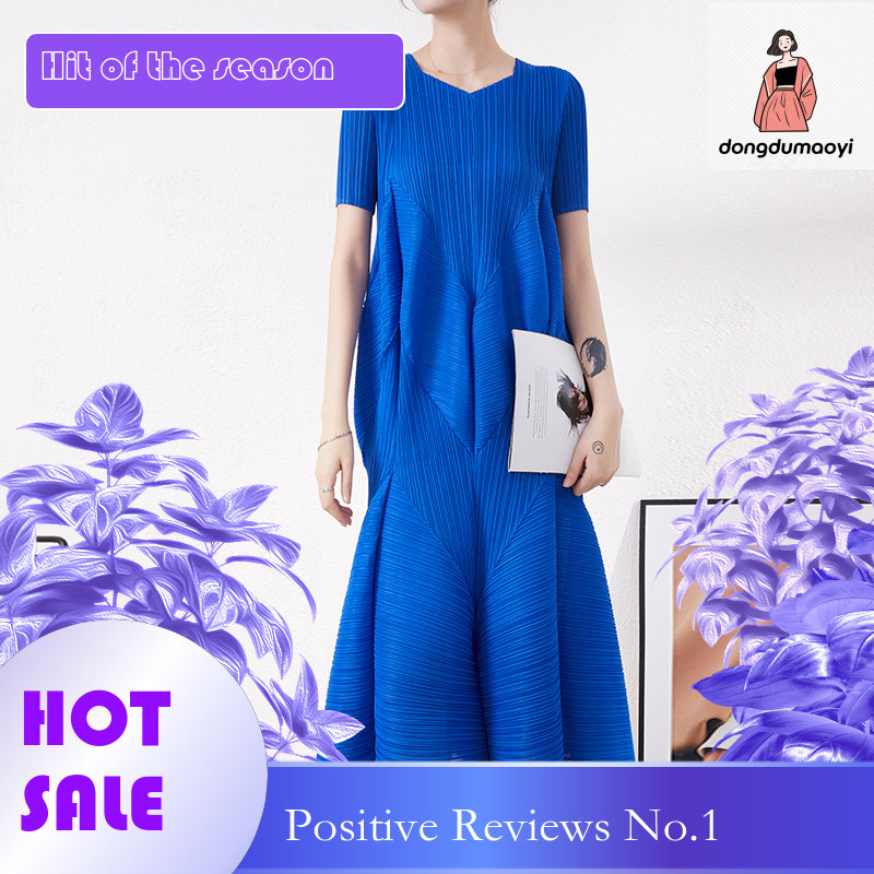 dongdumaoyi French light luxury cold style women s high end with pleated silhouette and short sleeved cake princess dress design