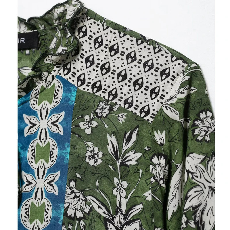 TRAF Print Ruffle Midi Dress Woman Pleated Long Dresses for Women Beach Summer Puff Sleeve Boho Womens 250514