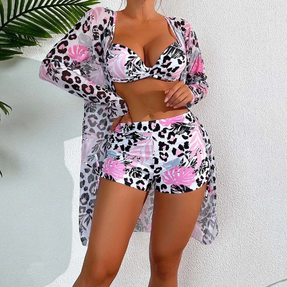New 3Piece Bikini Sets High Waist Swimwear Women Push Up Swimsuit Biquini Cover Ups Bathing Suit Beach Wear Summer Female