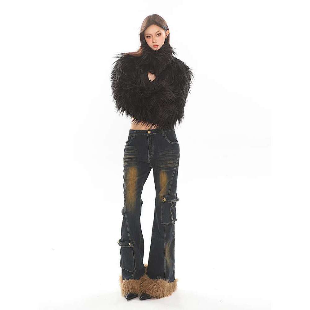 Getspring Women Coat 2024 Autumn Winter Imitation Jacket All Match Solid Fashion Long Sleeve Slim Short Faux Fur Tops