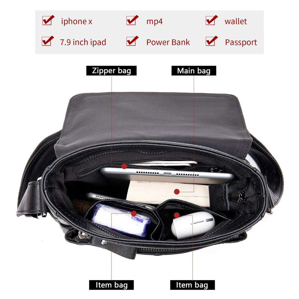 WESTAL Designer Satchel Men's Shoulder Bags Handbag Men Leather Man Messenger Bag