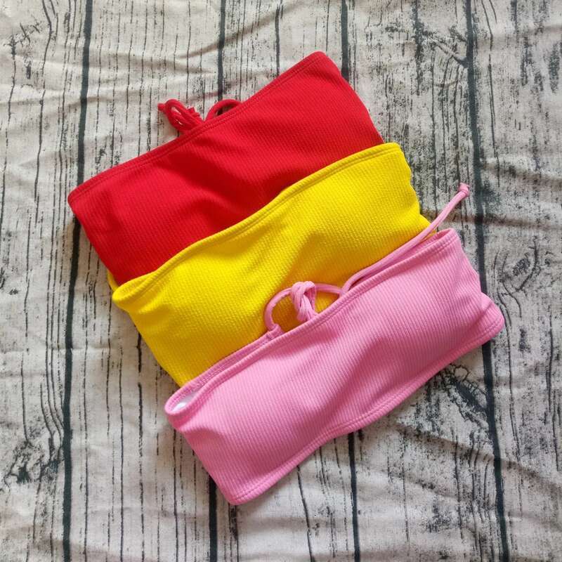 Solid Brazillian Swimsuit Women Bikini Set Sexy Off Shoulder Swimwear Female Swimming Biquini Maillot De Bain Femme