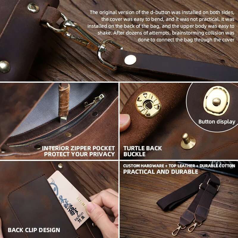 Classic Crazy Horse Men Messenger Handmade Genuine Leather Business Travel Shoulder Bags Briefcase Male Crossbody