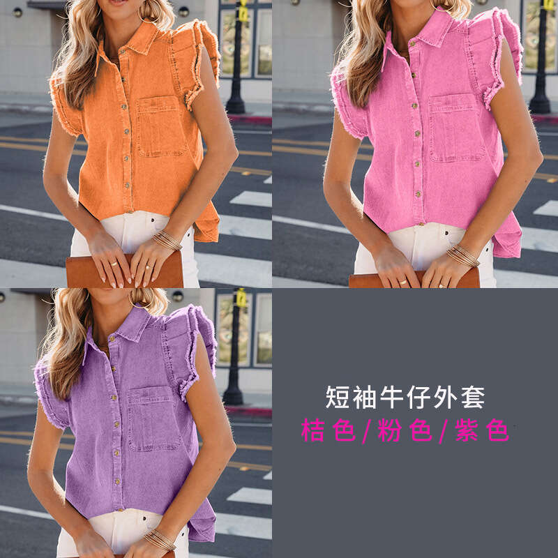 Defined Jacket 2025 New Style Mid Length Denim Jacket with Frayed Edges Holes Womens Autumn and Winter Long Sleeved Casual Lapel Top Autumn Dress Wome