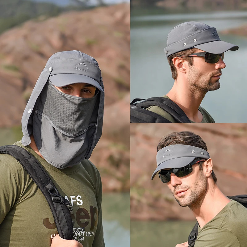 Summer Protective Baseball Hat Men Removable Hat Protect Face Neck Cover Ear Flap Quick Drying UV Protection Hat Undefine Nasi 250514