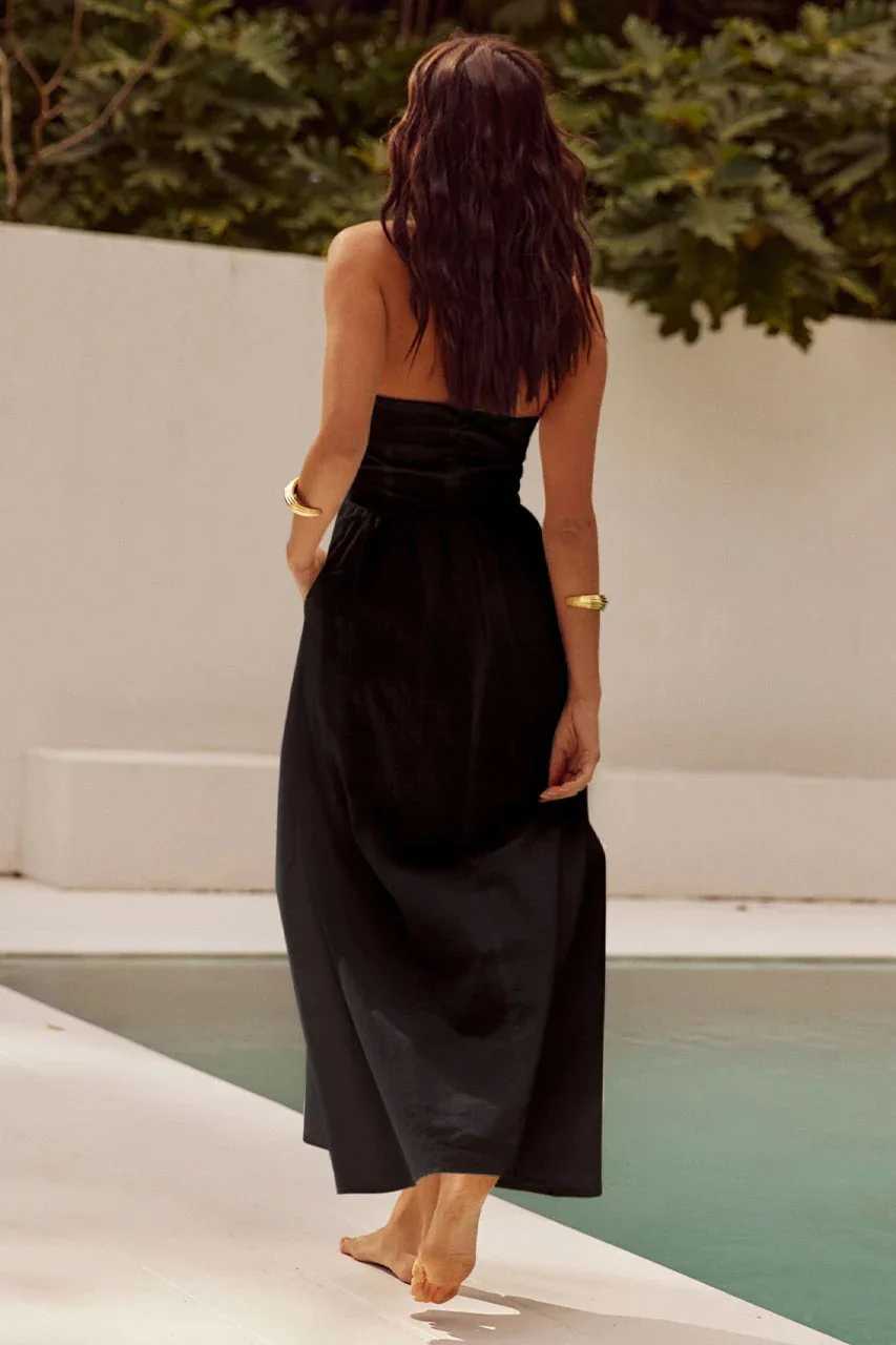 Fashion Halter Neck Long Dresses Women 2024 Summer New Sexy Backless Temperament Commuting Maxi Dress Female Streetwear DressesXJ250514