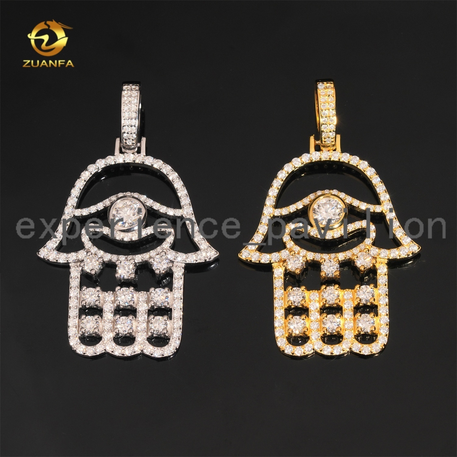 Hip Hop Jewelry High Quality Iced Out Hollow Hamsa Hand 925 Silver VVS Moissanite Pendants