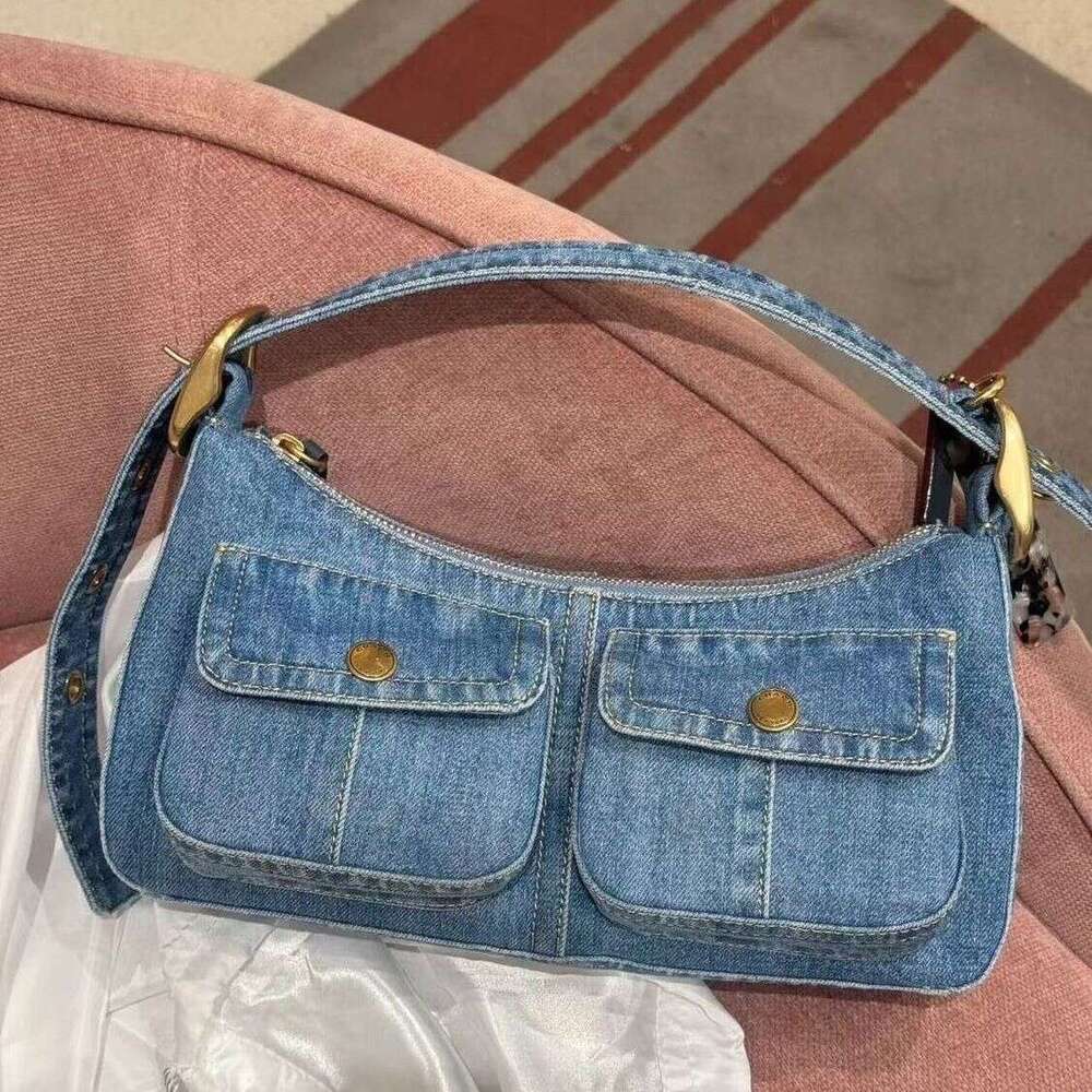 High end large capacity 2025 new fashionable underarm denim niche commuting crossbody bag single shoulder