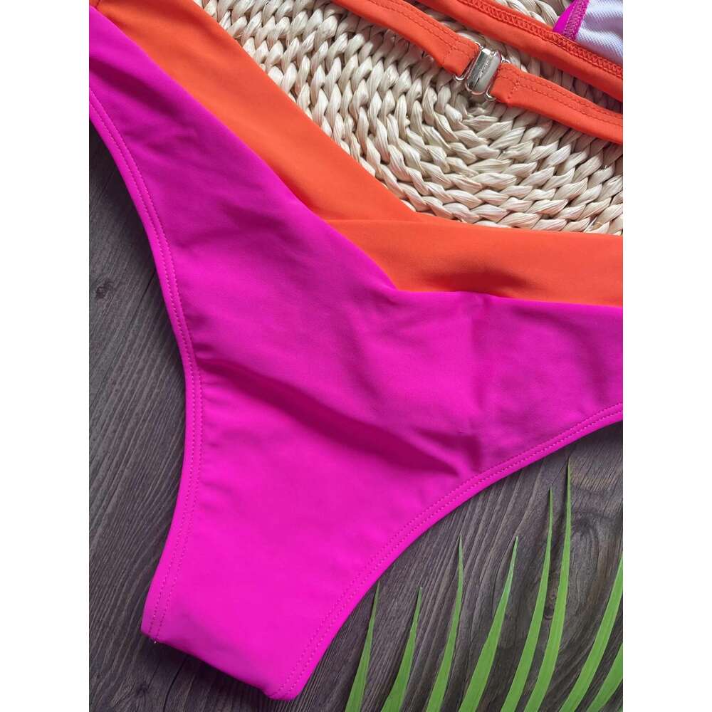 RUOTONSEPT Sexy Solid Splicing Bikinis Set Women's Swimsuit Two-piece Triangle Thong Swimwear Bathing Suit Brazilian Biquinis