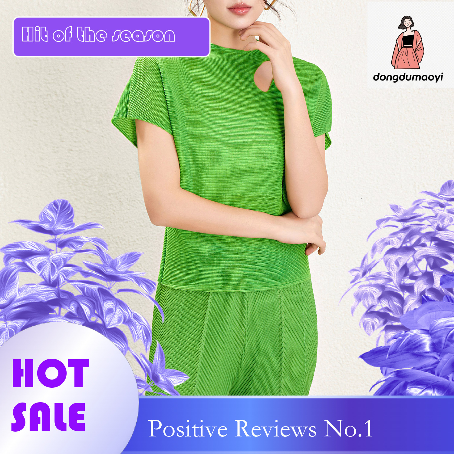 dongdumaoyi Miyake Design T-shirt Women's 2024 Summer New Fashionable Versatile Loose and Skinny Folding Hollow Top
