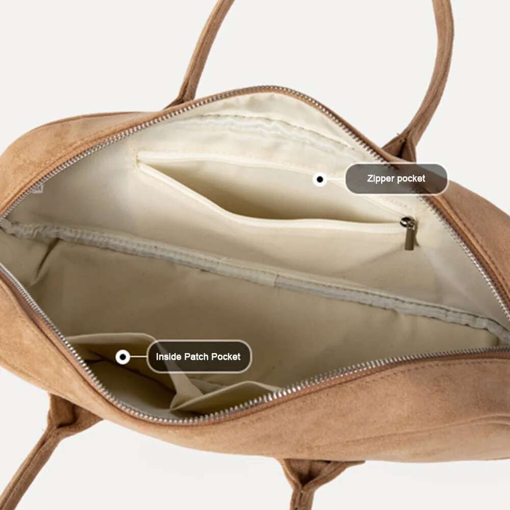 Suede Boston For Women's Korean Bowling Tote Bag Large Capacity Casual Handbag Solid Color Versatile Shoulder Underarm Bags