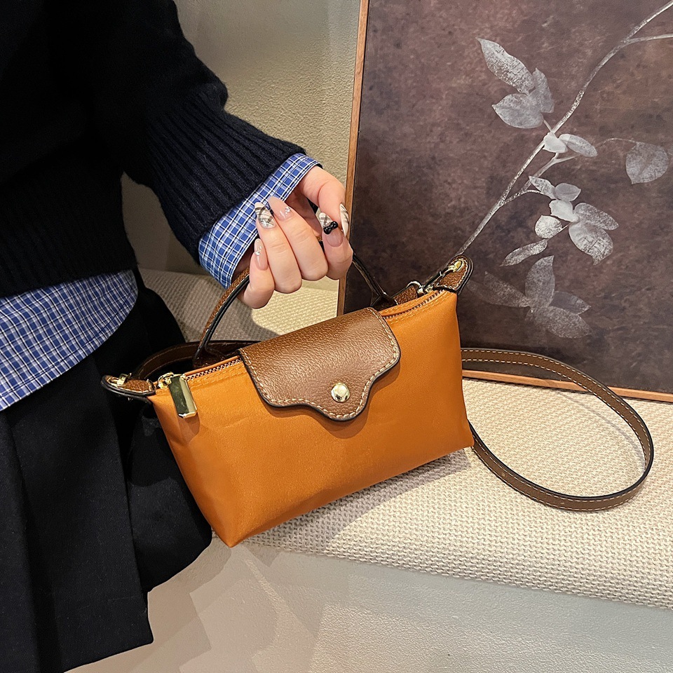 2025 new niche light luxury dragon bags set with nylon hand-held shoulder crossbody bag, contrasting color splicing dumpling bag