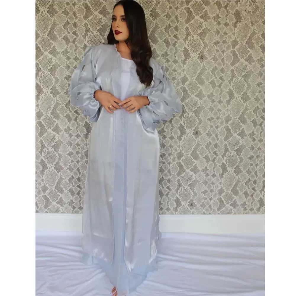 Eid Ramadan Shiny Satin Open Abaya Dubai Turkey Kaftan Women Muslim Dress Kimono Cardigan Islam Robe Party Gown Jalabiya Ka X250514