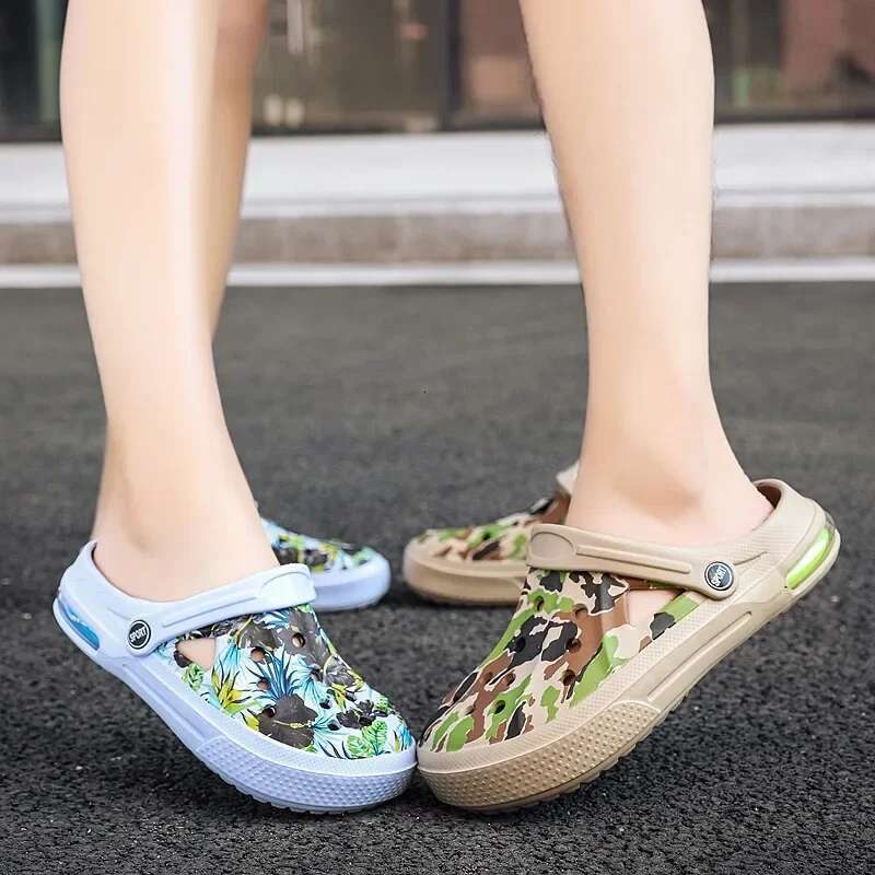 Summer Camouflage Graffiti Clog for Men and Women Air Cushion Sandals Clogs Garden Slippers Men's Outdoor Casual Shoes
