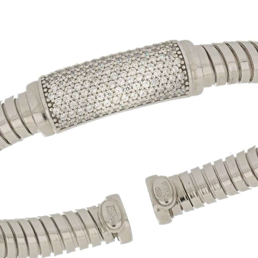 Italian made fashionable handmade sier cuff bracelet with fine CZ paving details, creating a delicate appearance