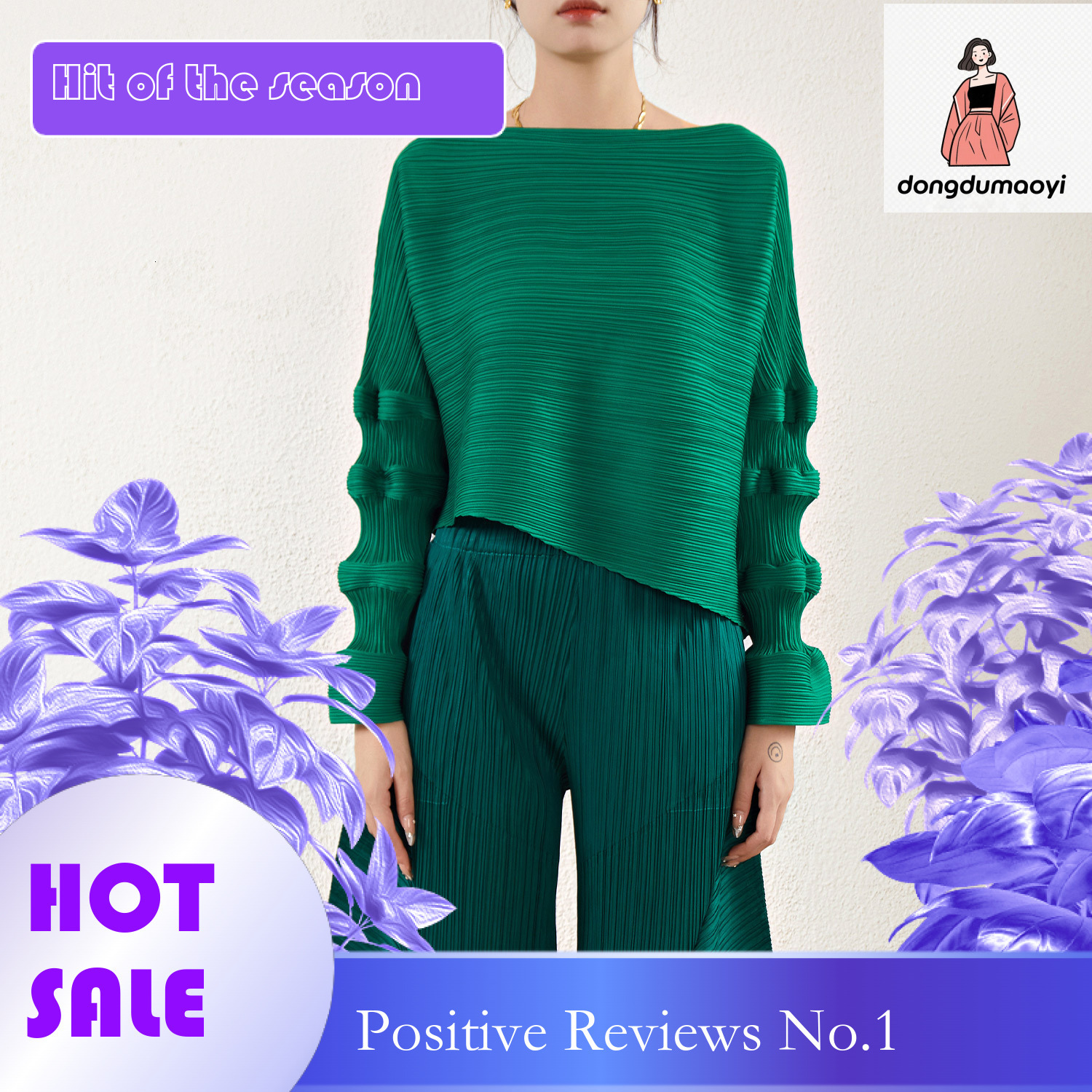 dongdumaoyi Wrinkled Irregular One Shoulder Top for Women's Miyake New Style, High End, Tailored, niche temperament, Pure Desire Base T-shirt