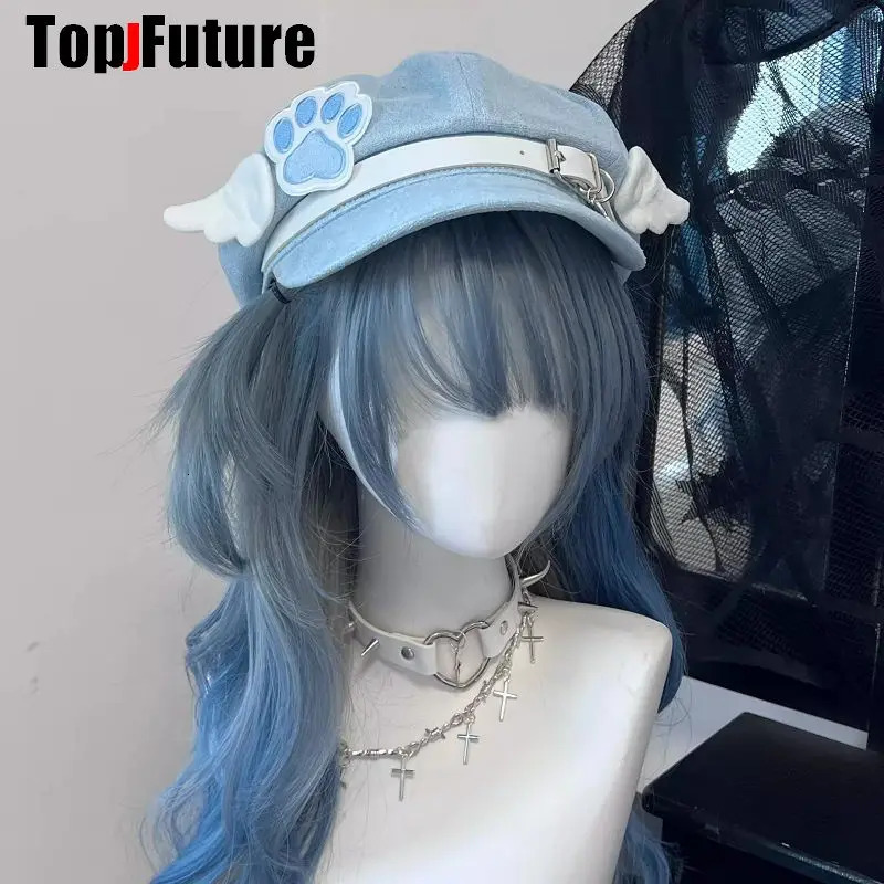 Wholesale Custom Make Customized Women Harajuku Gothic Lolita Beret hat Cap Y2K Girl Angel Wing Dog paw handmake Sun hats 250514