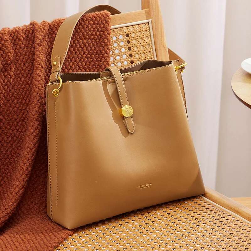 Cnoles Fashion Shoulder Bag Women's Leather Bucket Tote Crossbody with Dual Strap Options Stylish Accessory for Ladies
