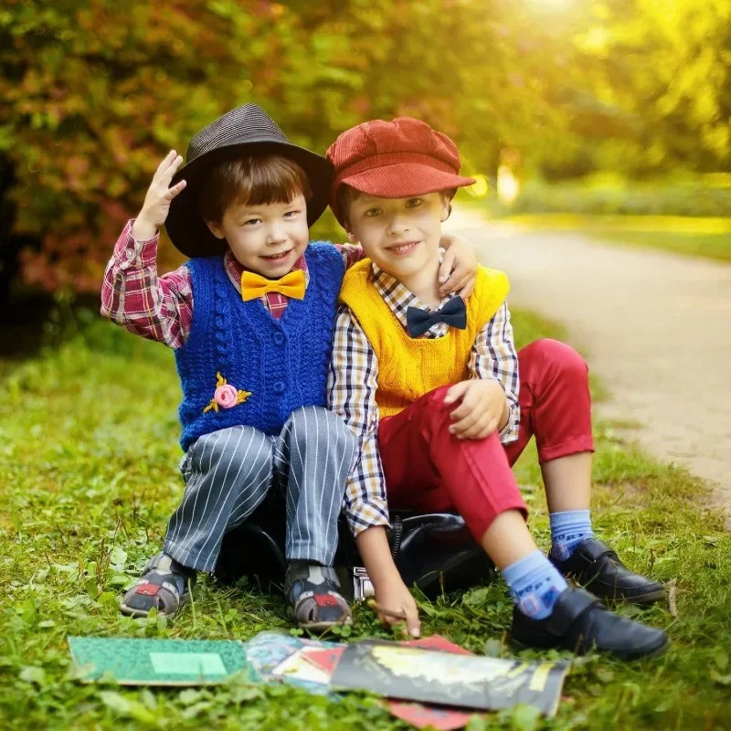 Kids Bow Ties-Toddlers Adjustable Bowties Classic Pre-Tied Bowtie Baby Cute Bow tie Boys Solid Tuxedo Bowties 250514