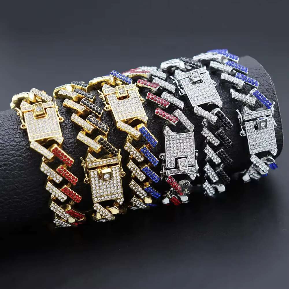 Men's Gold Cuban Link Chain Necklace Sier Bracelet & Anklet Set with Dia Iced Out Moissanite Pendant Hip Hop Style