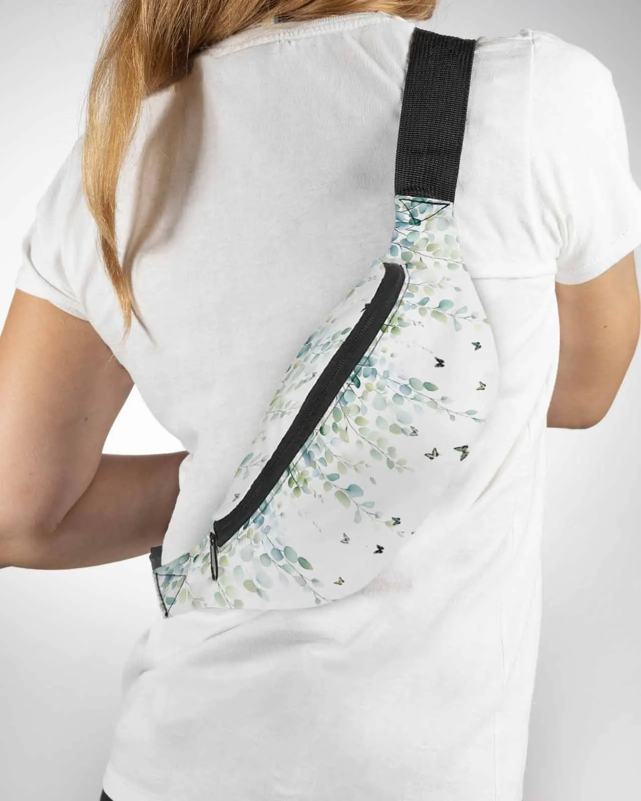 Butterfly Eucalyptus Leaves Watercolor Retro Waist Bag Women Men Belt Bags Large Capacity Pack Unisex Crossbody Chest 250514