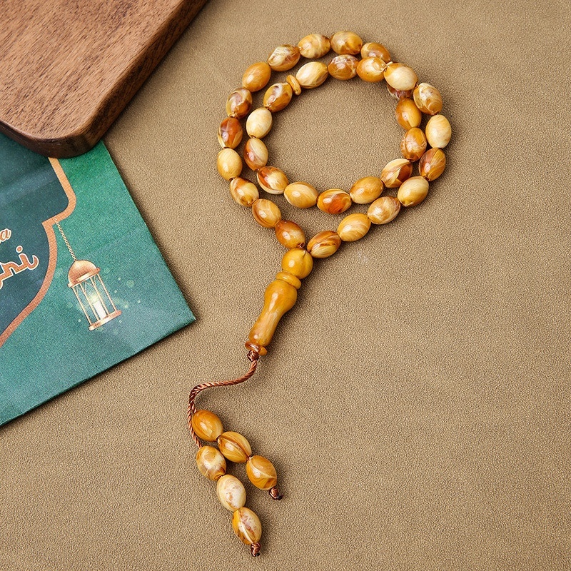 33 Muslim Tabiha Islamic daily prayer beads, straight hair