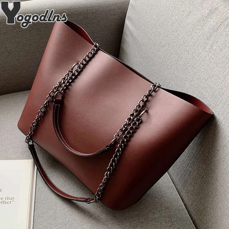 Designer PU Leather Shoulder For Women Chain Large Capacity Handbags Travel Hand Bag Female Big Tote Bags Bolso