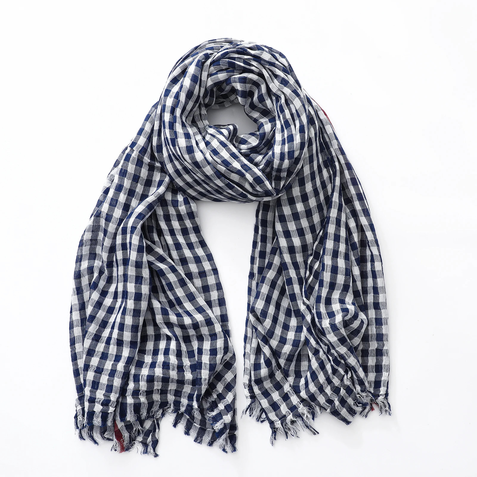 Cotton Linen Plaid Fashion Women Scarf Autumn Winter Warm Neckerchief Pashmina Casual Male Accessories Tassel Bufandas Shawls 250514