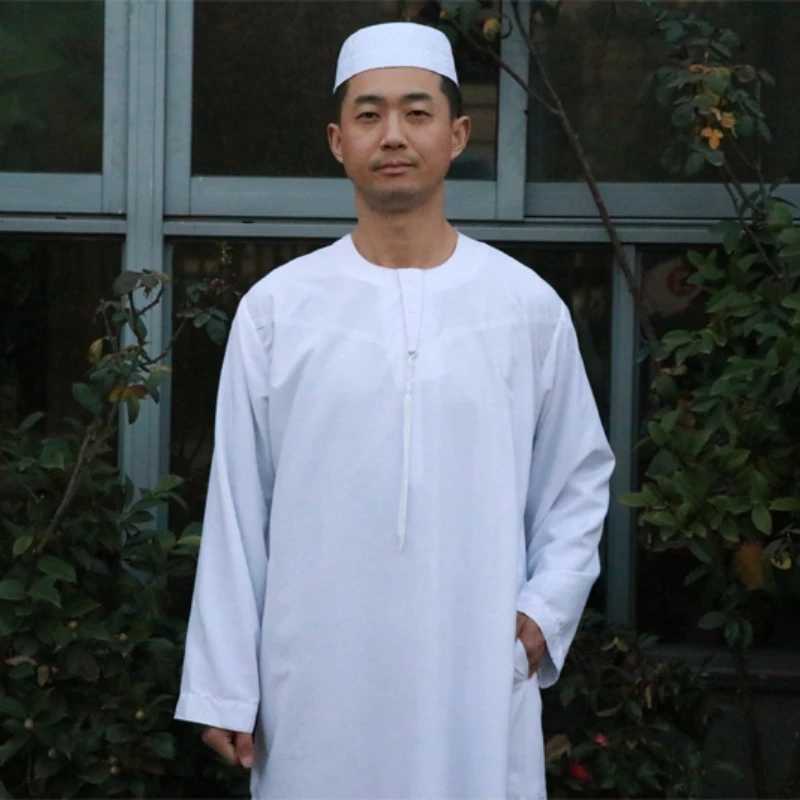 Islamic Clothing Arabic Djellaba Man White Round-necked Thobes for Men Saudi Mens Dress Muslim Men Boubou Moroccan Caftan X250514