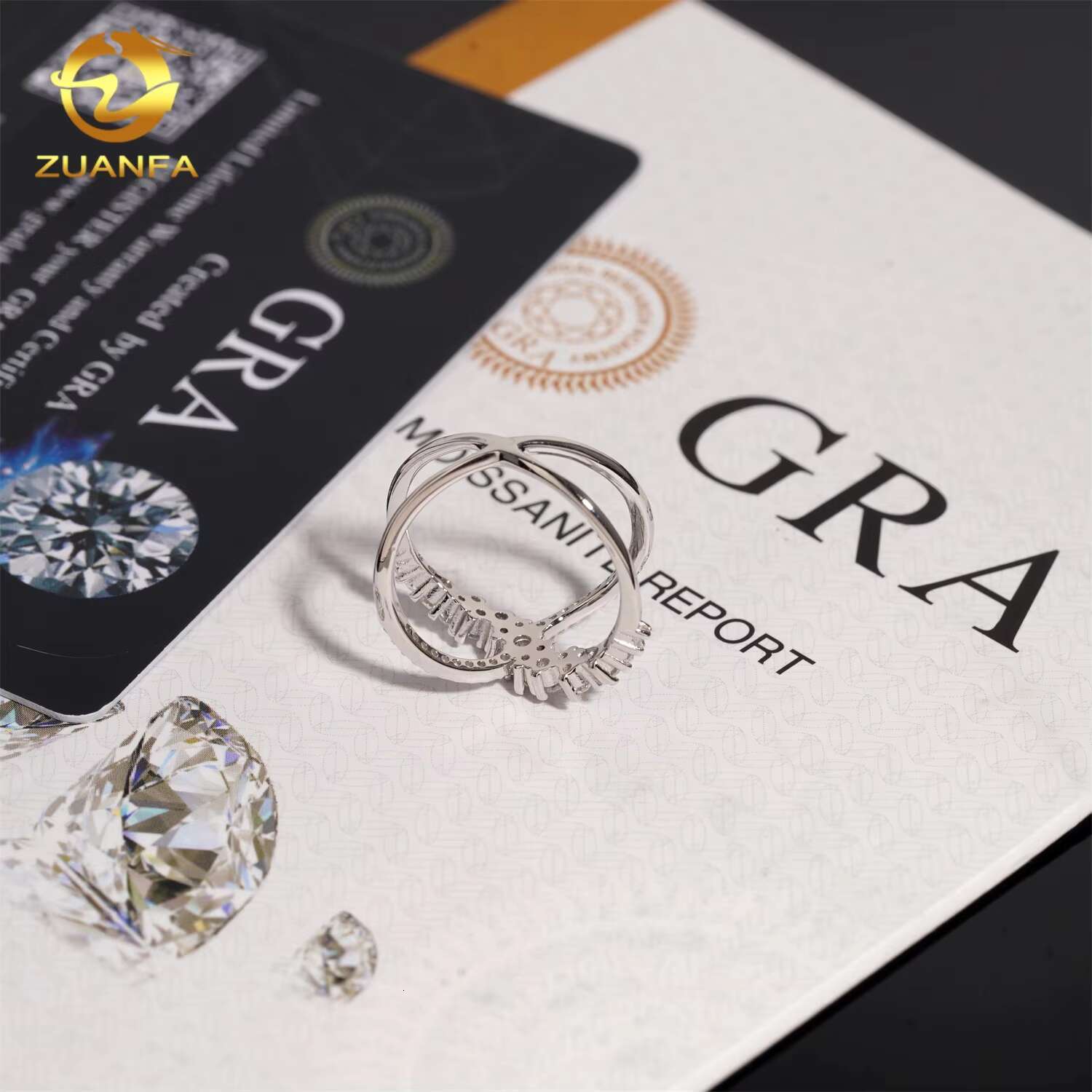 Geometric Style 925 Silver Moissanite Diamond Rings Fully Iced Out Ring Moissanite Ring