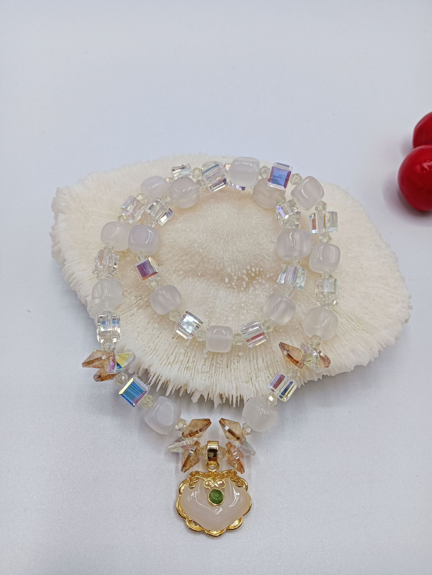 square sugar crystal simple and cool style elastic girl double circle live broadcast with the same exquisite bracelet