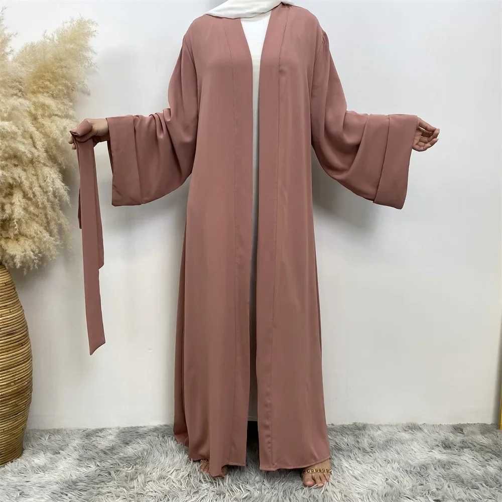Eid Abaya Open Cardigan Muslim Women Long Slve Maxi Dress Turkey Kaftan Arab Gown Belt Kimono Dubai Ramadan Islam Arabic Robes X250514