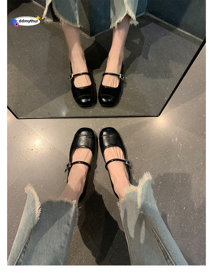 2025 summer new French soft soled ballet style silver inner height Mary Jane small leather single women's shoes ddmythur
