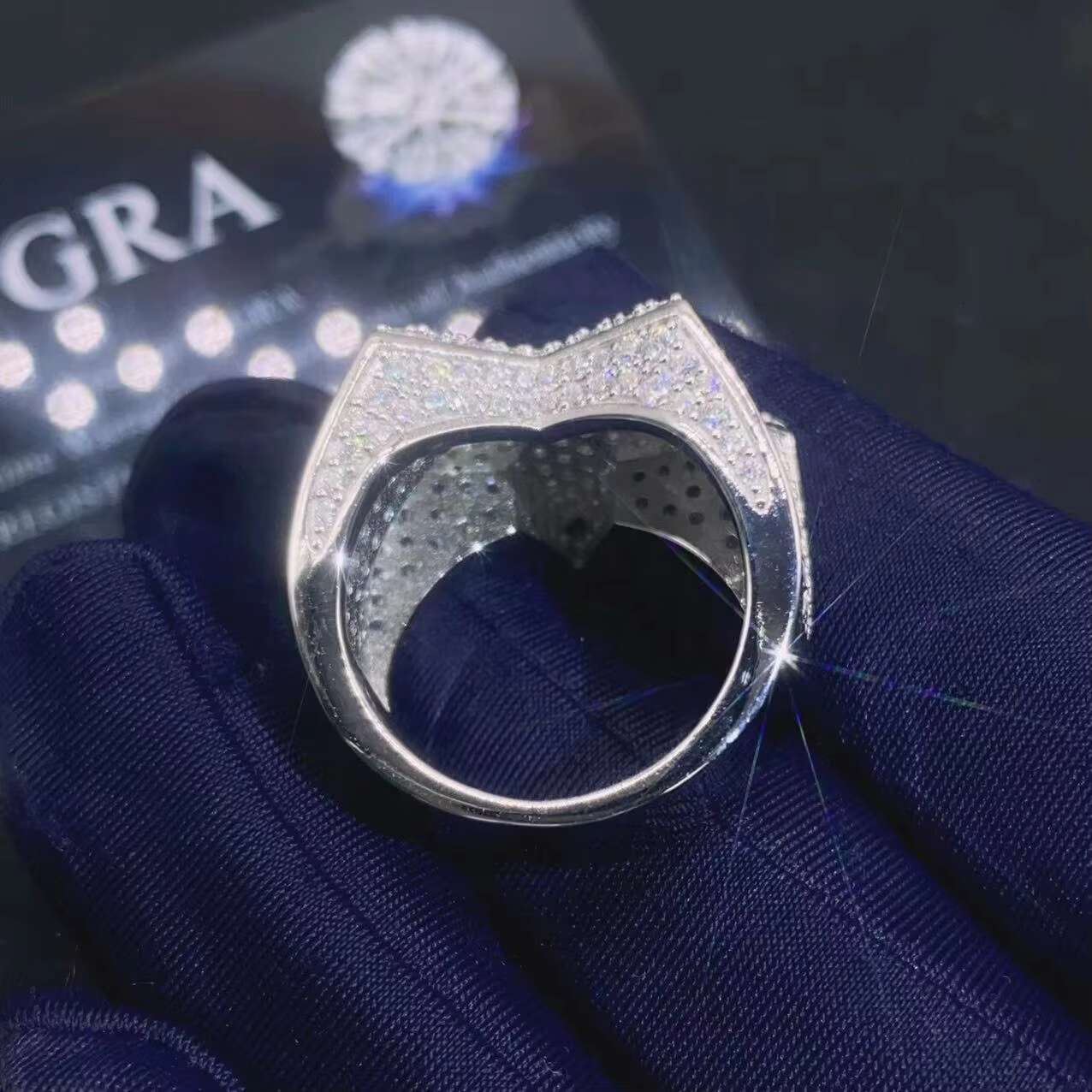 Wholesale Sterling Silver 925 White Gold Plated Iced Out Hip Hop Men Fashion Vvs Moissanite Star Ring