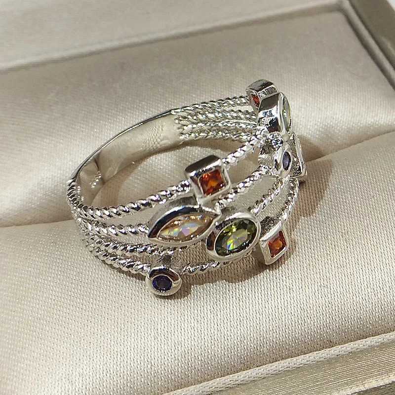 Genuine S925 Stamp Silver Color Rings for Women Hollow Engagement Ring Bijoux Bague Gift Sterling Silver Wedding JewelryXJ250514